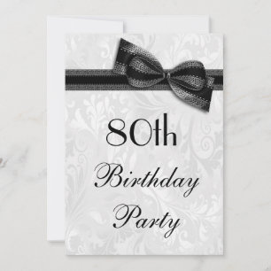 Invitation 80e anniversaire Damask and Faux Bow