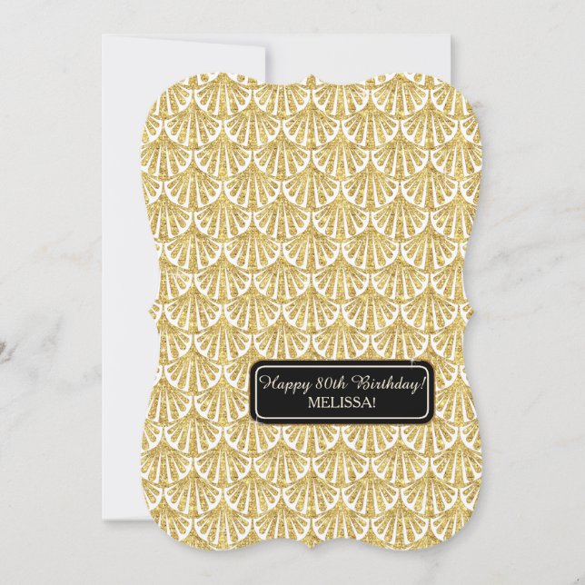 Invitation 80e anniversaire de fête Glam Great Gatsby Style (Devant)
