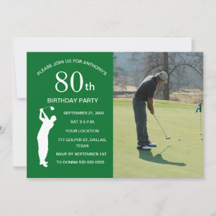 Invitation 80e anniversaire de la fête Golfer Green Park Golf