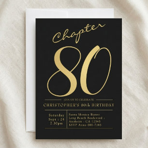 Invitation 80e anniversaire de mariage 80 ans noir or