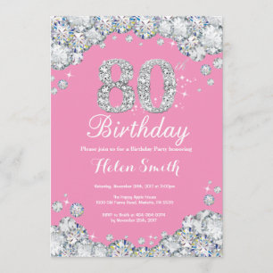 Invitation 80e anniversaire Diamant rose et argent