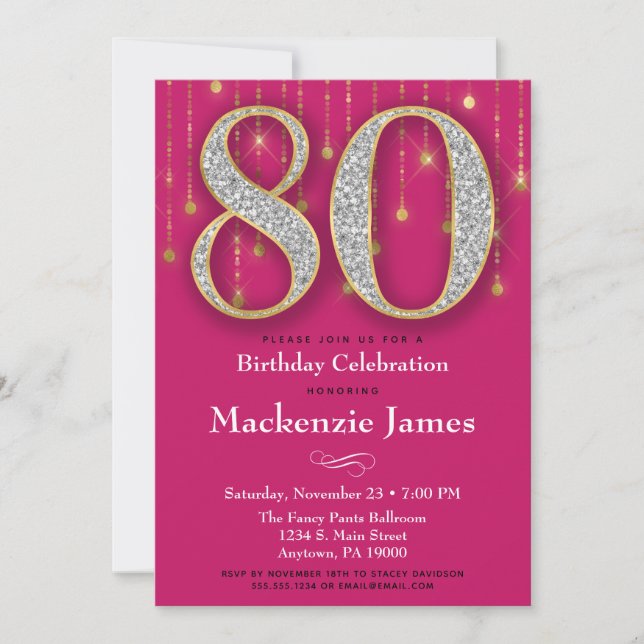 Invitation 80e anniversaire Diamants d'or rose Adu (Devant)