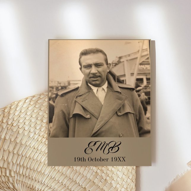 Invitation 80e anniversaire Elegant Homme Monogramme photo (Créateur téléchargé)