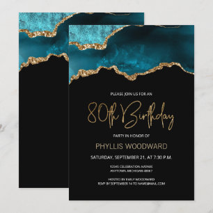 Invitation 80e anniversaire élégante agate sarcell