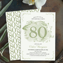 80e Anniversaire Fleur Sauvage Délicate Verte Numé