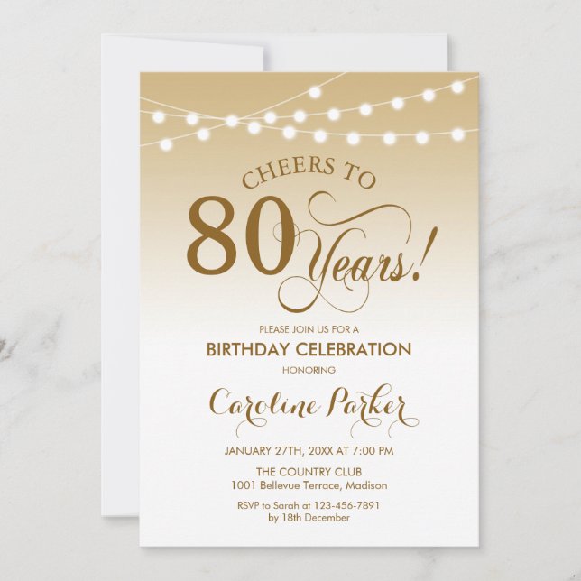Invitation 80e anniversaire - Gold White (Devant)