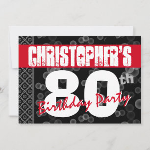 Invitation 80e anniversaire Grunge Texte pour lui A01