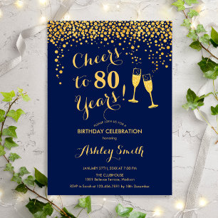 Invitation 80e Anniversaire - Joue À 80 Ans Gold Navy