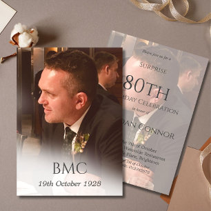 Invitation 80e anniversaire masculin Photo simple et élégante