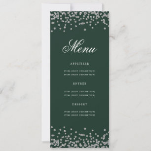 Invitation 80e Anniversaire Menu Fête Argent Confetti Vert