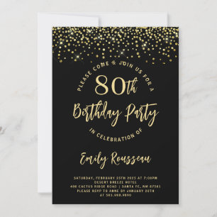 Invitation 80e anniversaire Parties scintillant or Confetti N