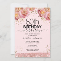 80e anniversaire Parties scintillant rose Invitati
