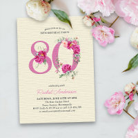 80e anniversaire Peony rose Floral Numéro 80