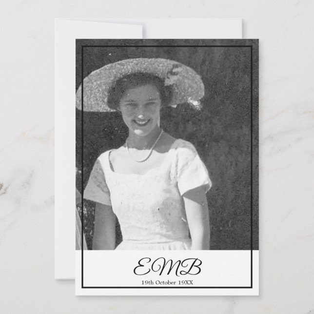 Invitation 80e anniversaire Photo Monogramme Elégant annivers (Dos)