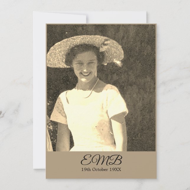 Invitation 80e anniversaire Photo Monogramme Elégant annivers (Dos)