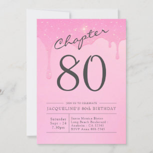 Invitation 80e anniversaire Pink Grey Party