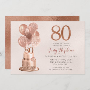 Invitation 80e anniversaire Rose Gold Cake