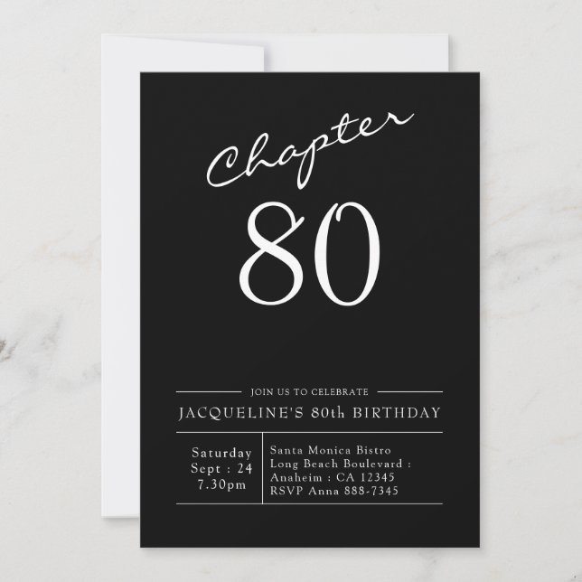 Invitation 80e anniversaire Script 80 Party (Devant)