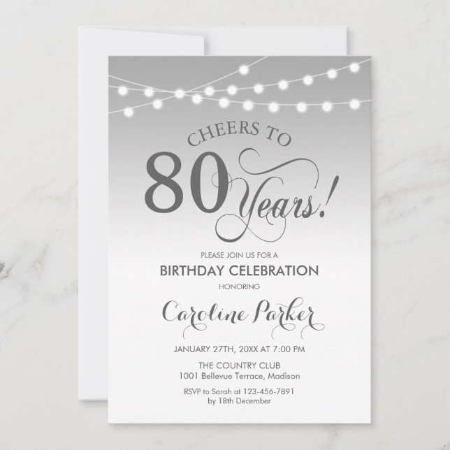 Invitation 80e anniversaire - Silver White (Devant)