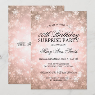 Invitation 80e Anniversaire surpris Cuivre Hiver Wonderland