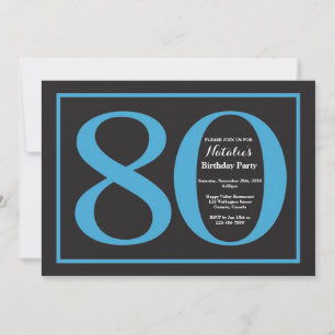 Invitation 80e anniversaire Tableau noir et bleu