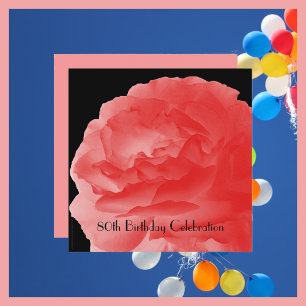 Invitation 80e fête d'anniversaire Floral Coral Rose rose