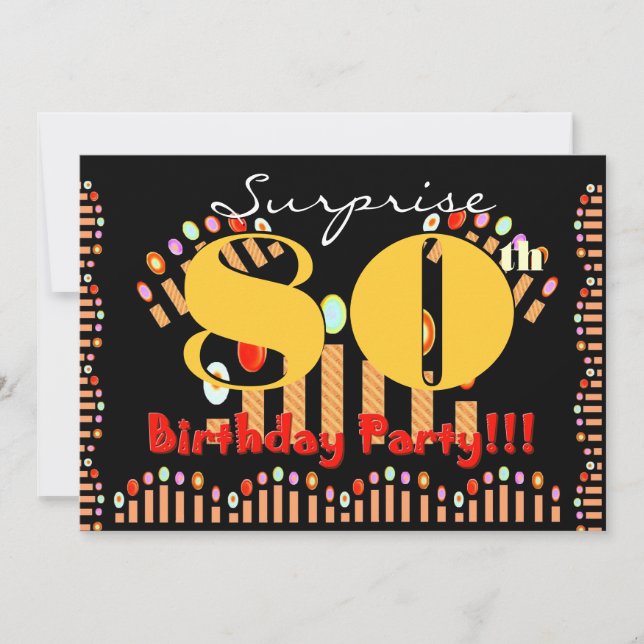 Invitation 80e SURPRISE Anniversaire des bougiesModèle (Devant)