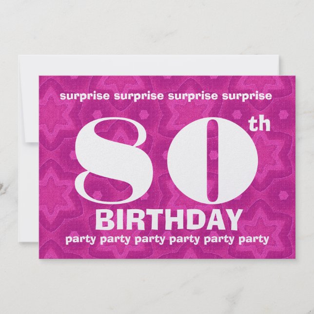 Invitation 80e SURPRISE Anniversaire Gros audacieux et géomét (Devant)