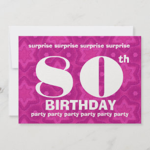 Invitation 80e SURPRISE Anniversaire Gros audacieux et géomét
