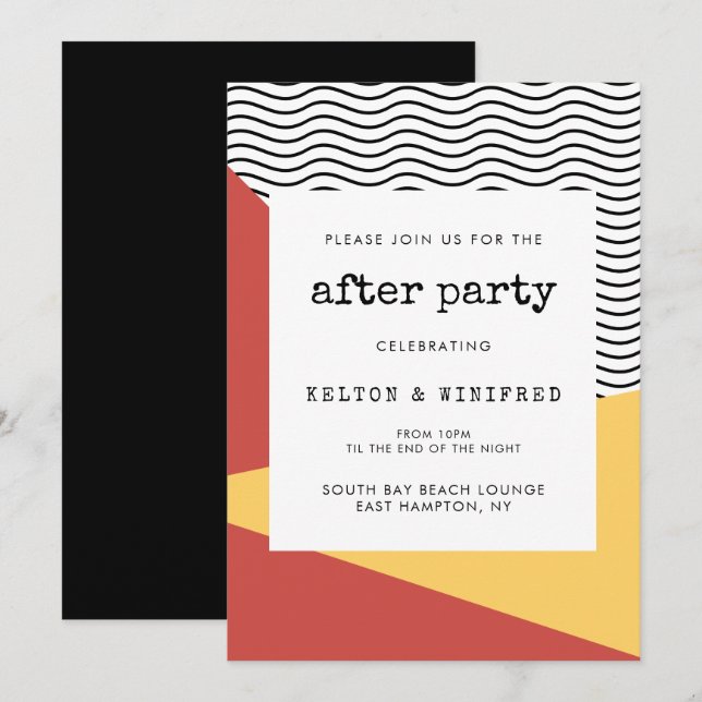 Invitation 80s Pop art Memphis style après la fête (Devant / Derrière)