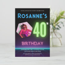 80s Retro Night Photo personnalisée Neon 40e anniv