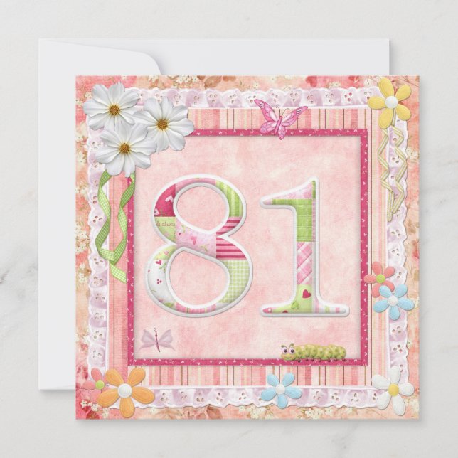 Invitation 81e anniversaire style scrapbooking (Devant)