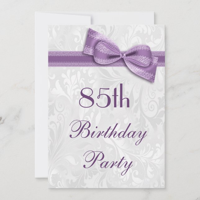 Invitation 85e anniversaire Damask and Faux Bow (Devant)