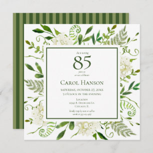 Invitation 85e anniversaire Hydrangeas blanches