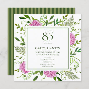 Invitation 85e anniversaire Hydrangeas roses