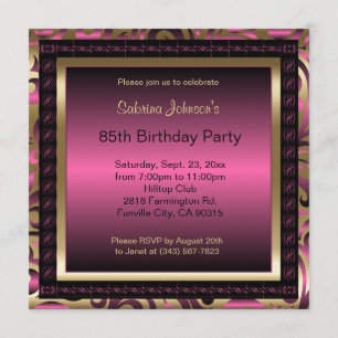 Invitation 85e anniversaire Métallure et or roses