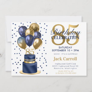 Invitation 85e anniversaire Surprise Navy Blue Cake