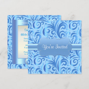 Invitation 85e anniversaire Verr bleu, argent et blanc