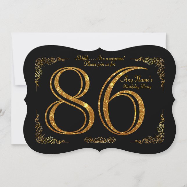Invitation 86ème, fête d'anniversaire 86ème, grand Gatsby, no (Devant)