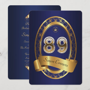 Invitation 89e anniversaire, homme de fête, couleur élégante