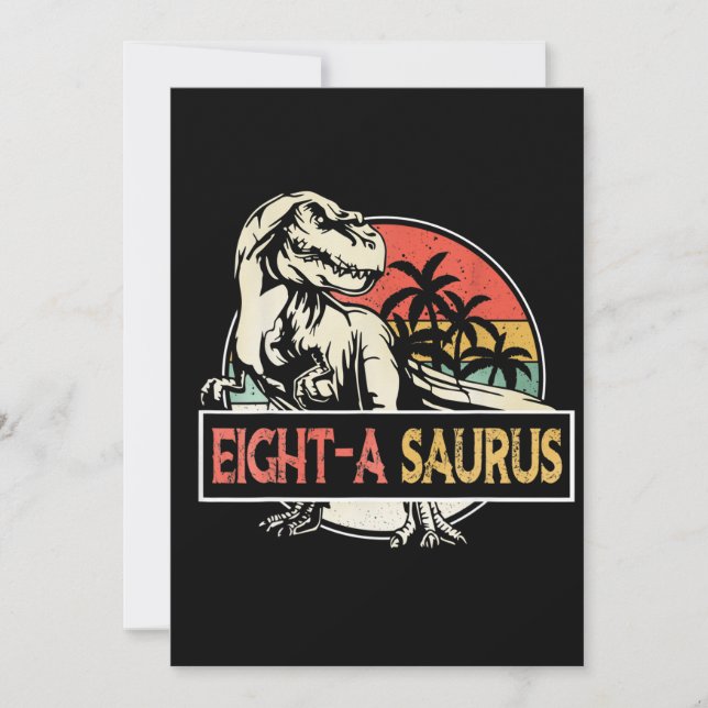 Invitation 8 Ans T-Rex Dinosaur Anniversaire Cadeau (Devant)