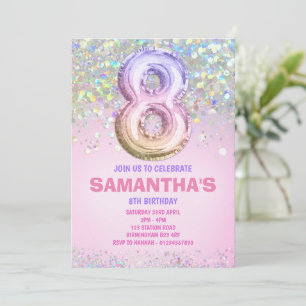 Invitation 8e anniversaire, Parties scintillant arc-en-ciel A