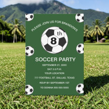 8th Birthday Party Soccer Green Boys Sports