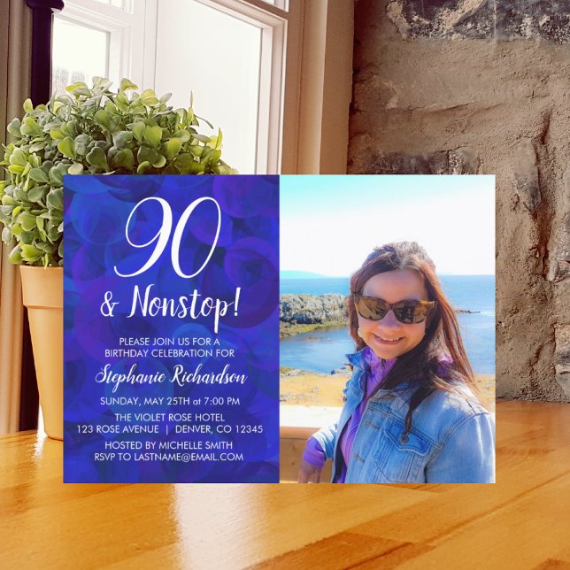 Invitation 90 et Nonstop Royal Blue Photo Anniversaire (Créateur téléchargé)