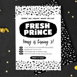 Invitation 90 Hip hop Anniversaire, Fresh Prince Rap Party