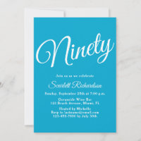 90 Script moderne Aqua Blue 90e fête d'anniversair