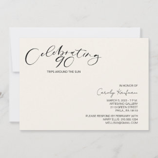 Invitation 90 Voyages autour du Soleil moderne fête d'anniver