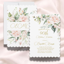 90e anniversaire Aquarelle Florale Monogramme élég
