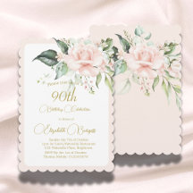 90e anniversaire aquarelle rose florale élégant