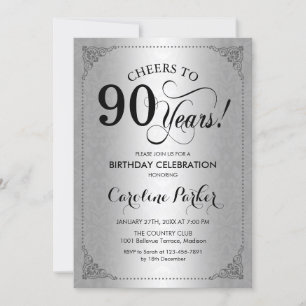Invitation 90e anniversaire - Argent Damask